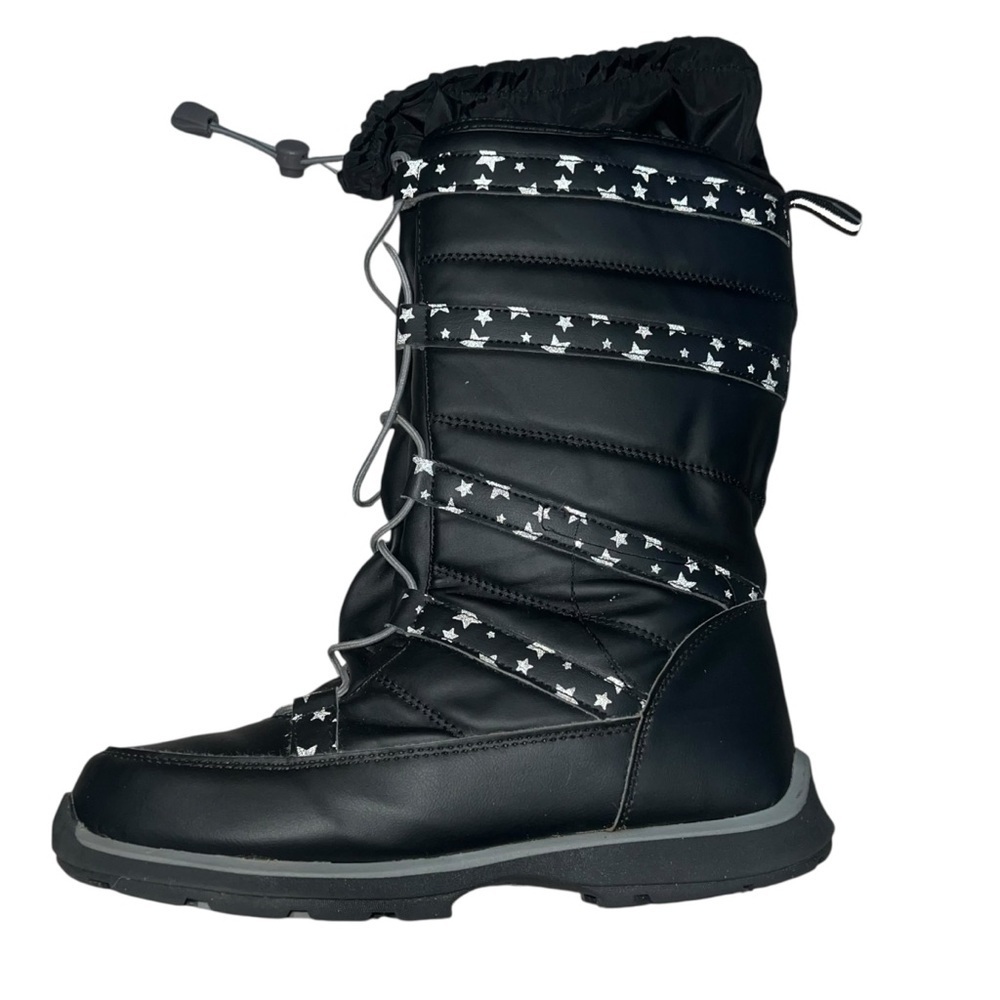 Lands' End Black Reflective Star Winter Boots Like New! 6Y - Picture 2 of 8